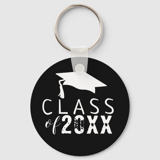 Black & White Typography Class of Graduation Key Ring (Front)