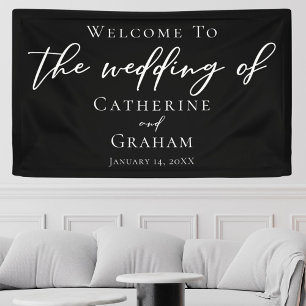 Black White Typography Elegant Minimalist Wedding Banner