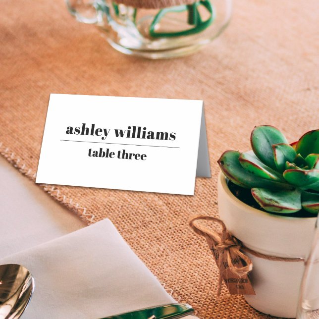 Black white typography minimalist wedding place card (Creator Uploaded)