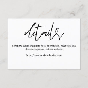 Black & White Typography Script Details Enclosure Card