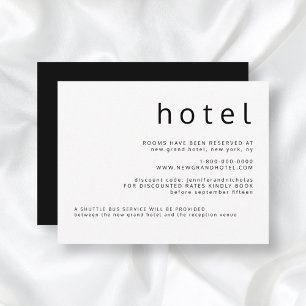 Black White Typography Wedding Accommodations  Enclosure Card