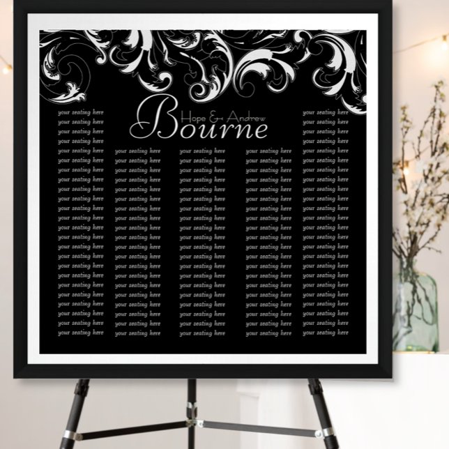 Black White Typography Wedding Seating Chart (Creator Uploaded)