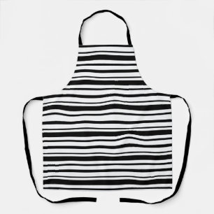 Black & White Uneven Stripes  Apron