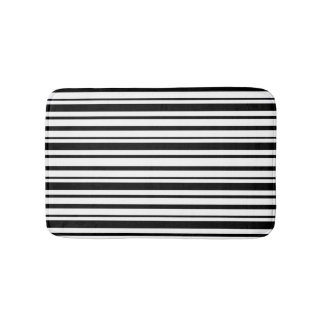 Black & White Uneven Stripes Bath Mat