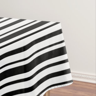 Black & White Uneven Stripes  Tablecloth