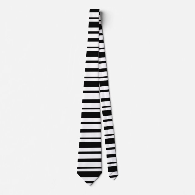 Black & White Uneven Stripes  Tie (Front)