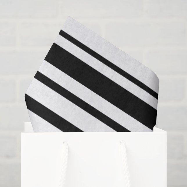 Black & White Uneven Stripes  Tissue Paper (Gift Bag)