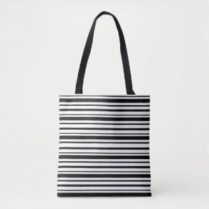 Black & White Uneven Stripes Tote Bag