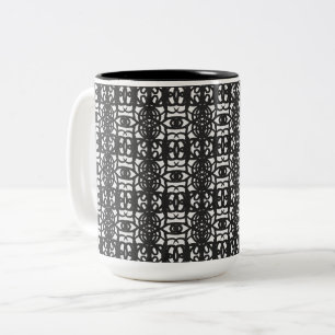 Black & White Unique Abstract Pattern Two-Tone Coffee Mug