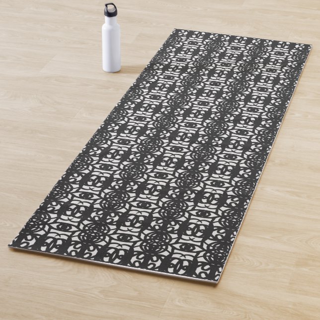 Black & White Unique Abstract Pattern Yoga Mat (In Situ)