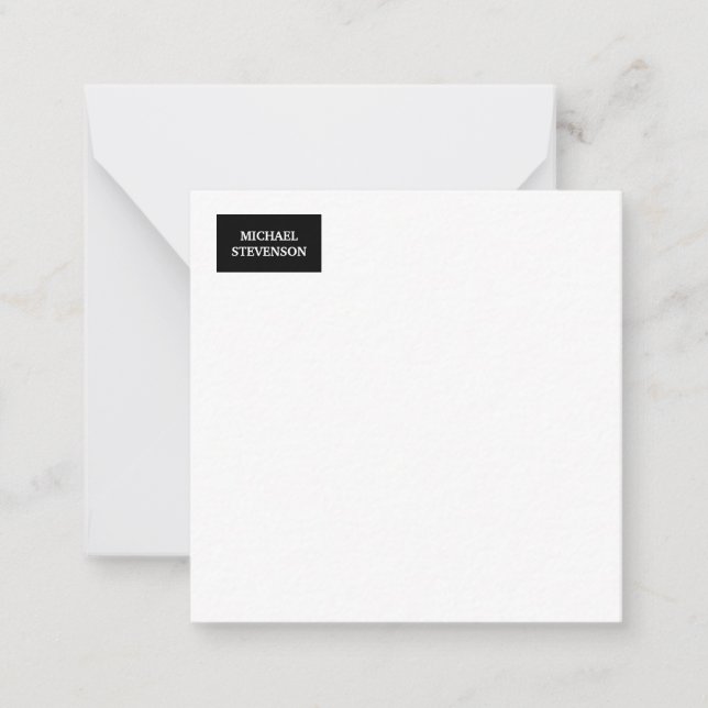 Black White Unique Minimalist Plain Modern Name Card (Front)