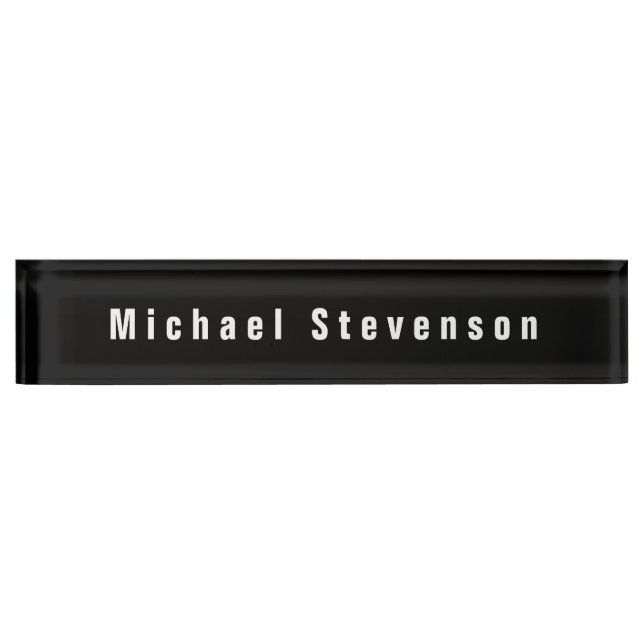 Black White Unique Personal Business Nameplate (Front)