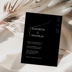 black & white unique template wedding invitation