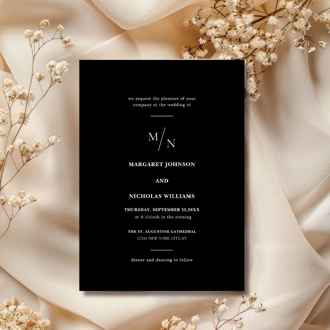 black & white unique wedding invitation template  (Creator Uploaded)