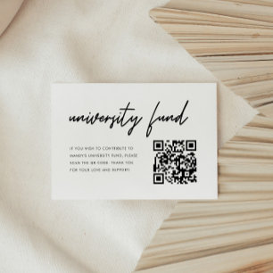 Black & White University Fund QR Code Graduation Enclosure Card