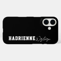 Black White Varsity College Monogram Script Name