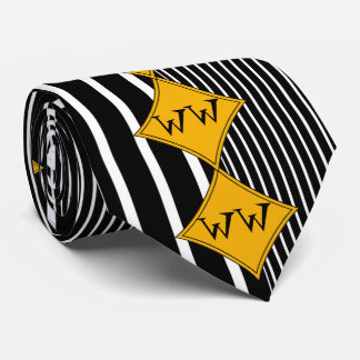Black, White Vertical Stripes, Freesia Diamonds Tie