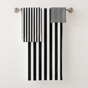 Black White Vertical Stripes Striped Pattern Chic Bath Towel Set