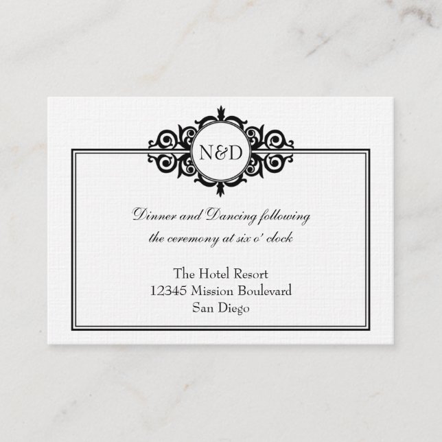 Black white Victorian wedding reception enclosure (Front)