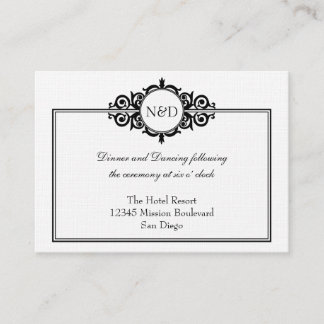 Black white Victorian wedding reception enclosure Card
