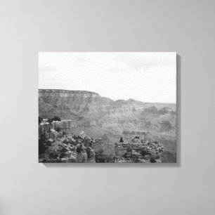 Black & White View Across the Grand Canyon 16x20 Canvas Print
