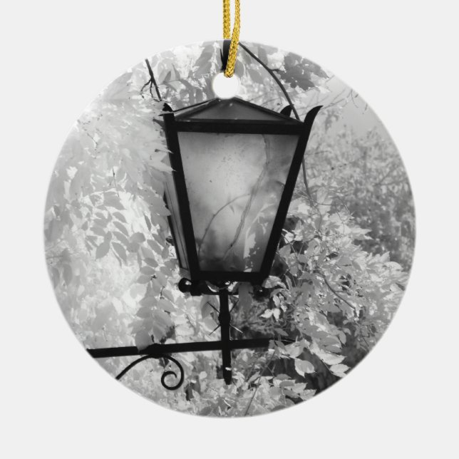 Black & White view of light fixture Ceramic Tree Decoration (Front)