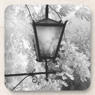 Black & White view of light fixture Coaster