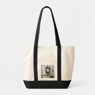 Black & White view of light fixture Tote Bag