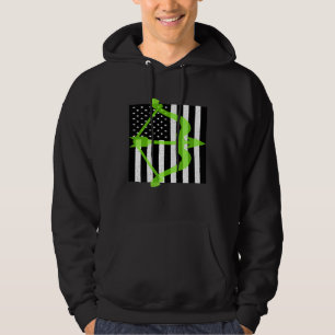 Black White Vintage American Usa Flag Archery Bow Hoodie