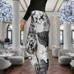 Black White Vintage Botanical Floral Toile & Bugs Leggings<br><div class="desc">TAKE NOTICE: These leggings have large black bugs on them. The same pair without the bugs are located here: **  https://www.zazzle.com/black_white_vintage_botanical_floral_toile_leggings-256006520905150484</div>