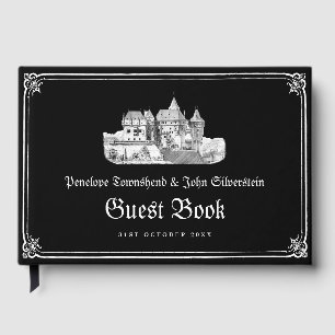 Black White Vintage Castle Gothic Wedding Guest Book