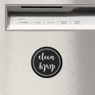 Black White Vintage Clean Dirty Dishwasher Magnet