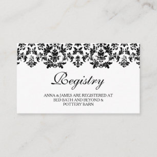 Black & White Vintage Damask Wedding Registry Card