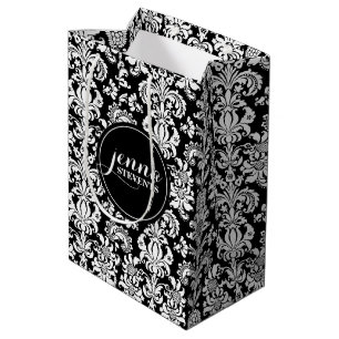 Black & White Vintage Damasks Medium Gift Bag