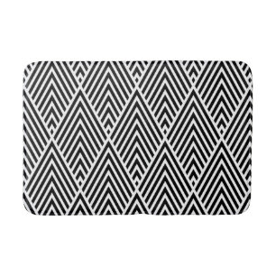 Black & White Vintage Diamond Pattern Bath Mat