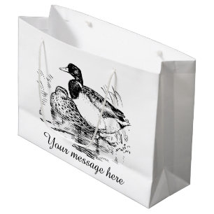 Black white vintage ducks add message party bag