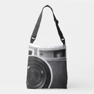 Black & White Vintage Film Camera Offset Crossbody Bag