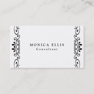 Black & White Vintage Flower Pattern Original Business Card