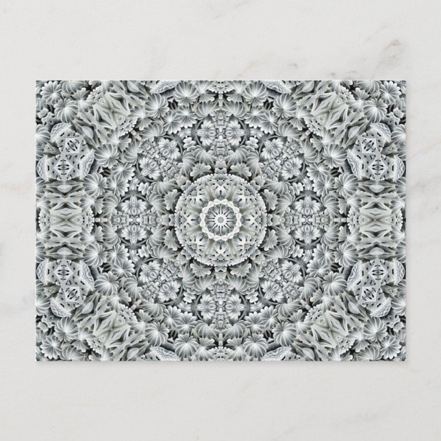 Black & White Vintage Fractal Kaleidoscope Postcard (Front)