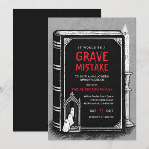 Black White Vintage Halloween Invitation