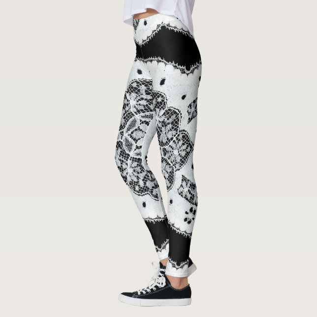 Black & White Vintage Lace Leggings (Left)