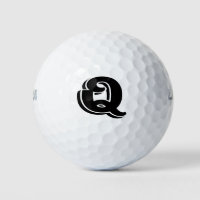 Black White Vintage Letter Q Monogrammed