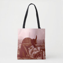 Black & White Vintage Paris Photo Gargoyle Tote