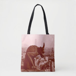  Black & White Vintage Paris Photo Gargoyle Tote Bag