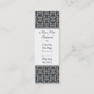 Black White Vintage Pinwheel Damask Personalised Mini Business Card