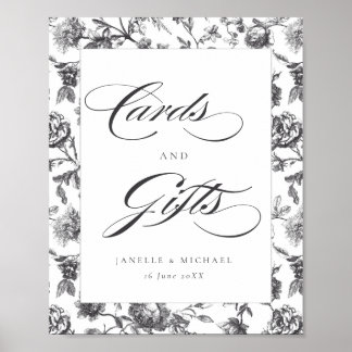 Black & White Vintage Toile Cards & Gifts Wedding Poster