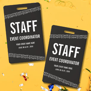 Black White VIP All Access Pass Staff ID Badge