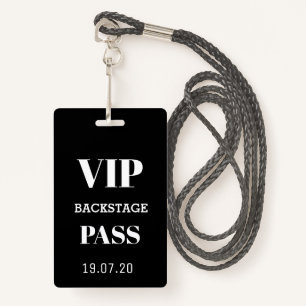 Black White VIP Backstage All Access Pass Concert  ID Badge