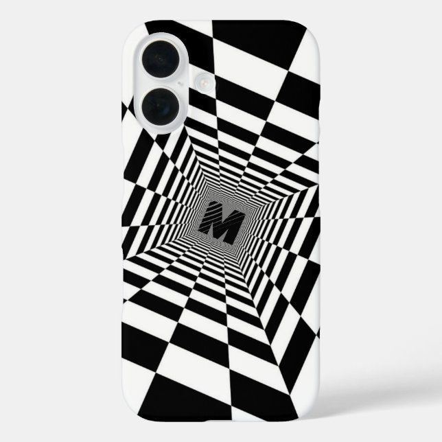 Black & White Visual Illusion, Monogram or Initial Case-Mate iPhone Case (Back)