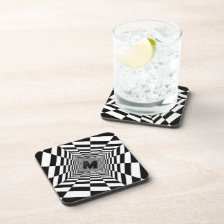 Black & White Visual Illusion, Monogram or Initial Coaster